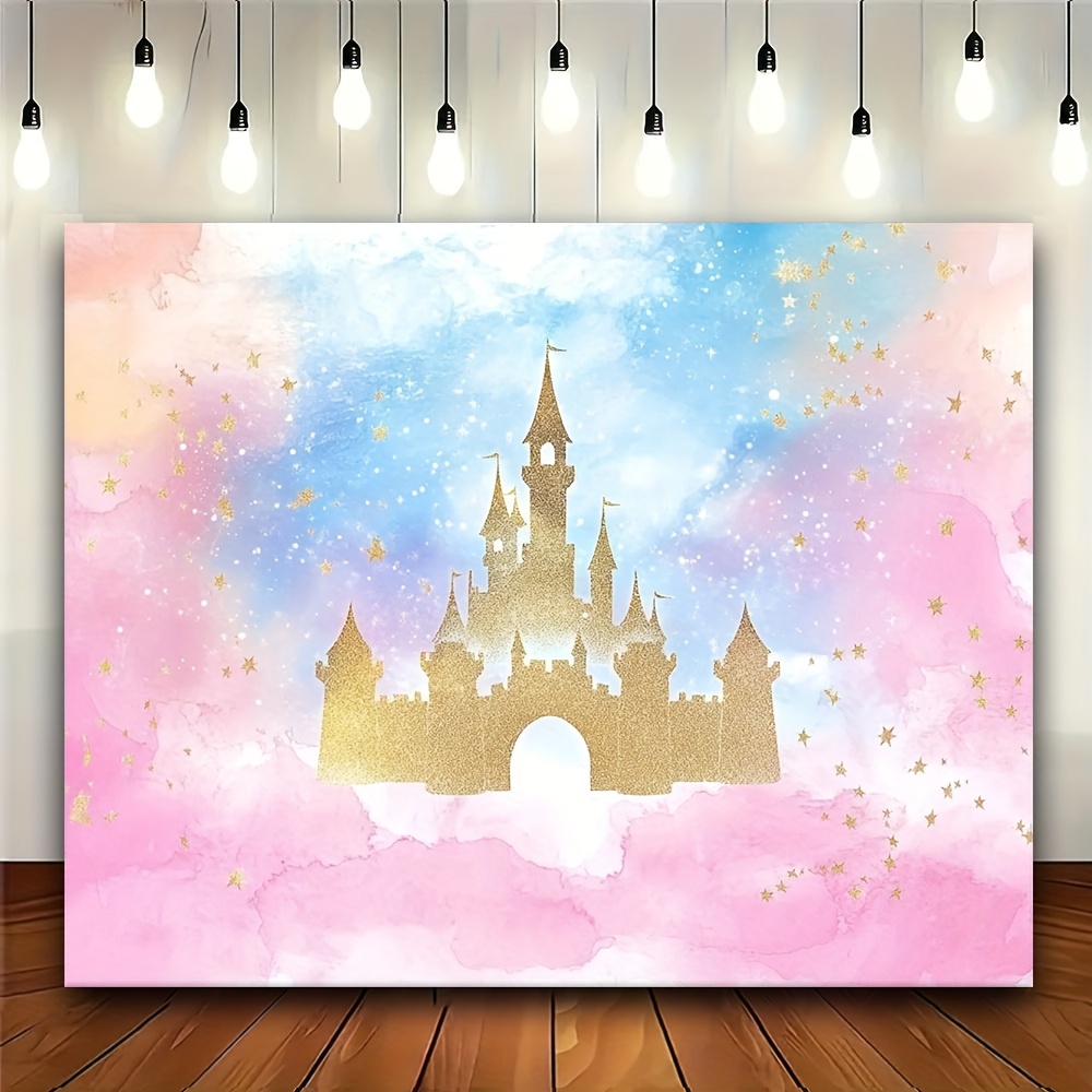 Desk Setup Background - 1 fond arc-en-ciel pastel aquarelle château