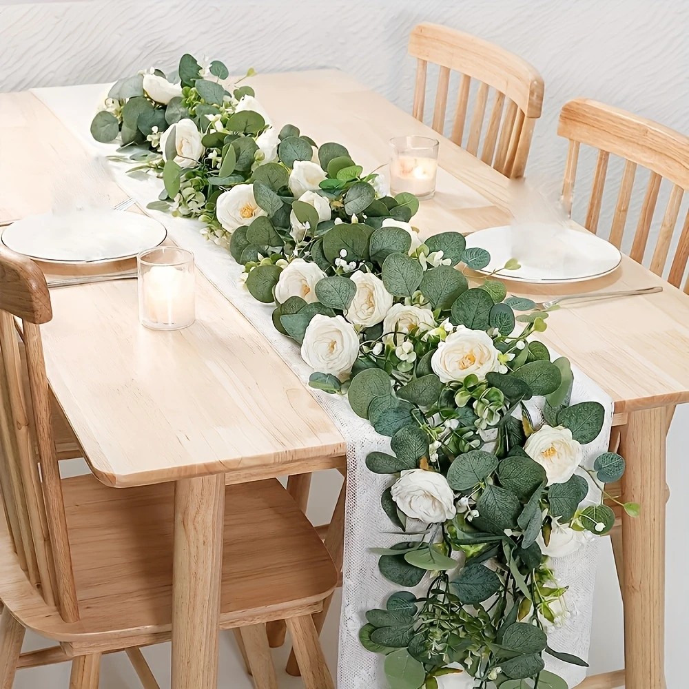 Guirlandes d'eucalyptus et de  - Desk Setup Background avis et prix